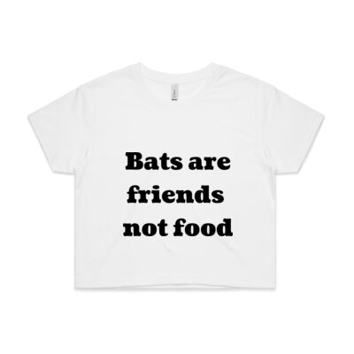 Bats are friends not food Ladies Crop Top Thumbnail